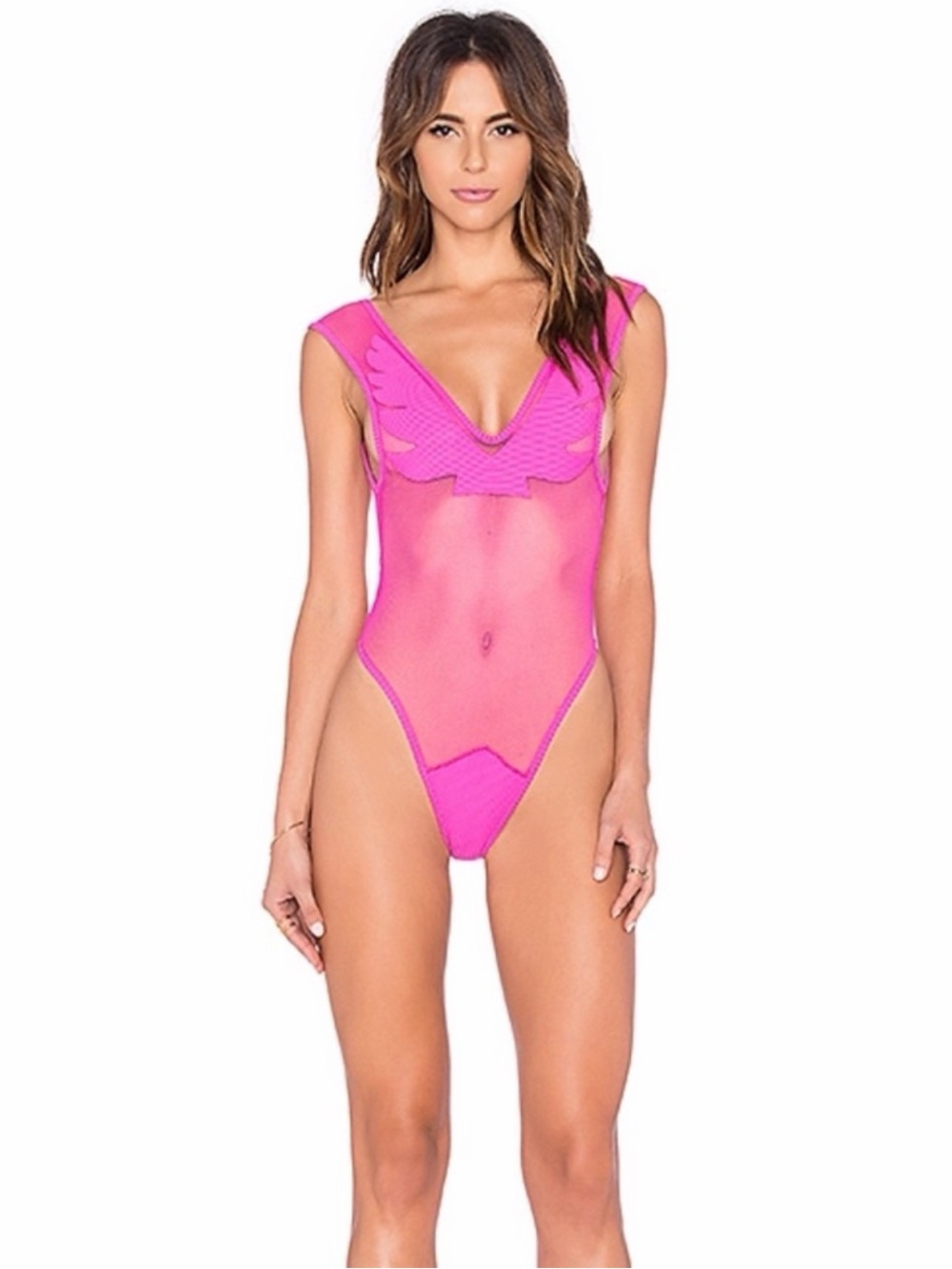 MINIMALE ANIMALE pink FIREBIRD mesh one piece swimsuit